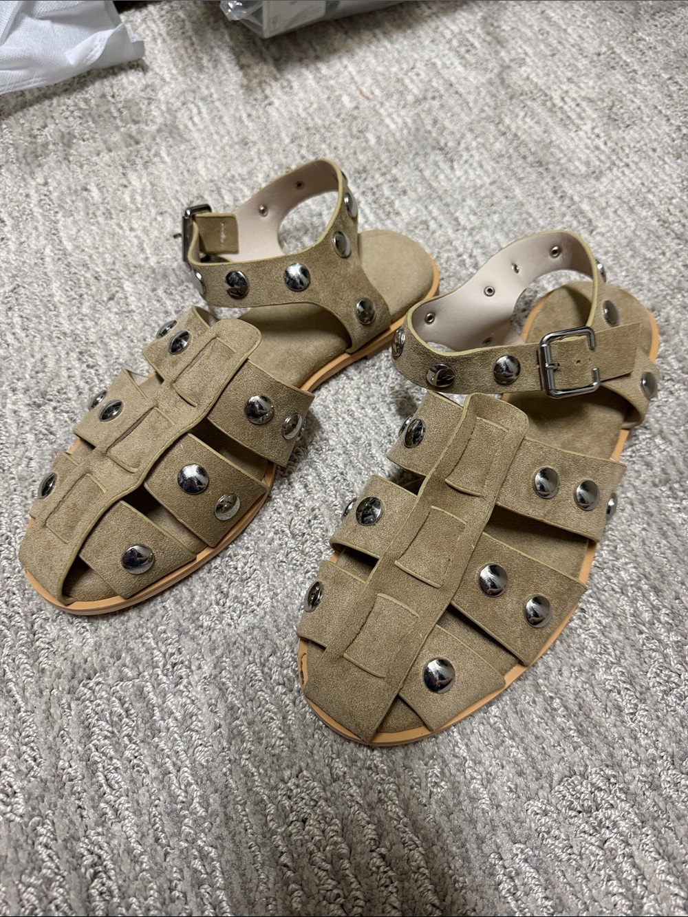 Women’s Tan Studded Suede Gladiator Sandals